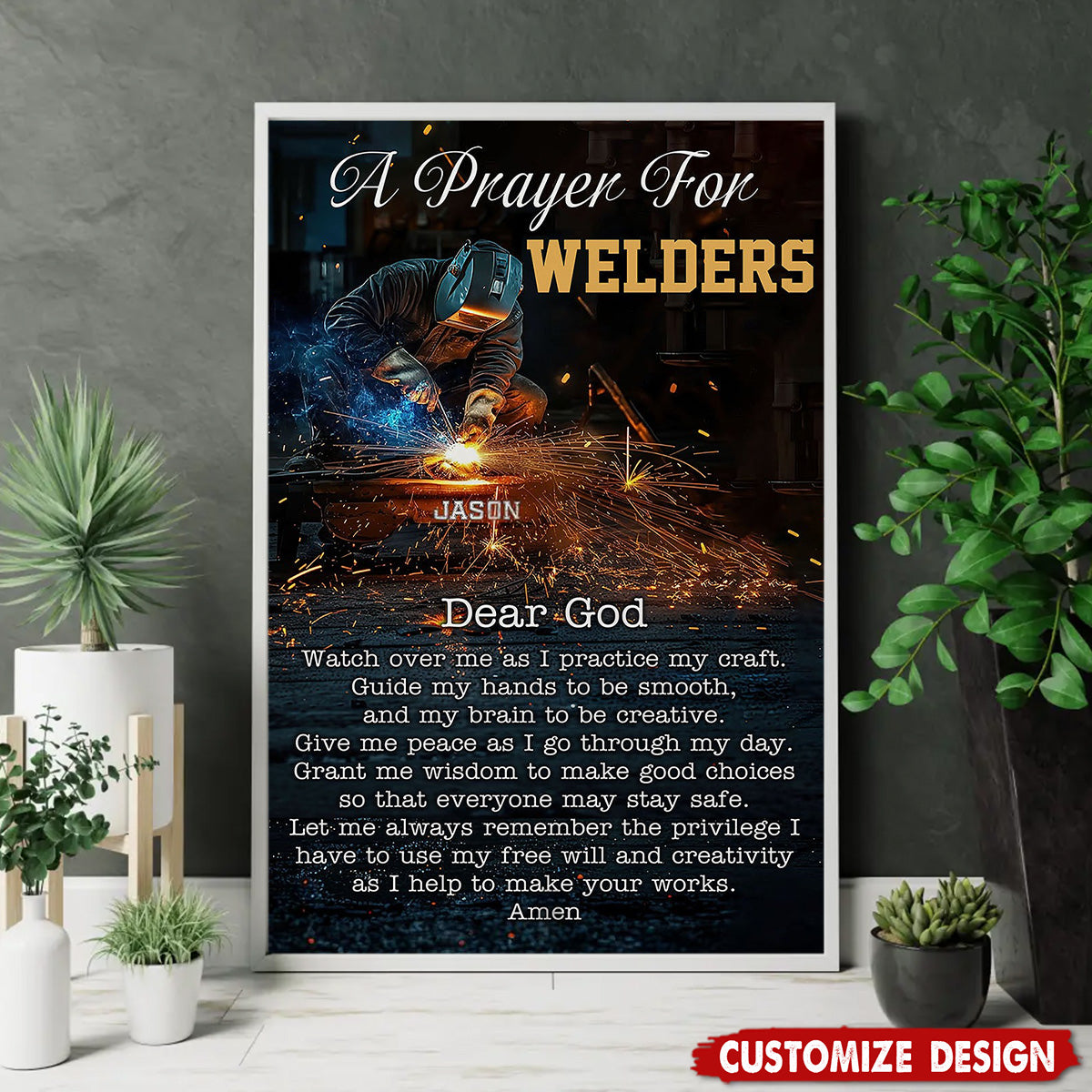 A Prayer For Welders - Personalized Welding Poster - Gift For Welder
