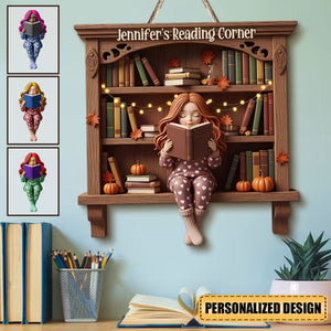 Reading Corner - Personalized Book Custom Shaped Wood Sign