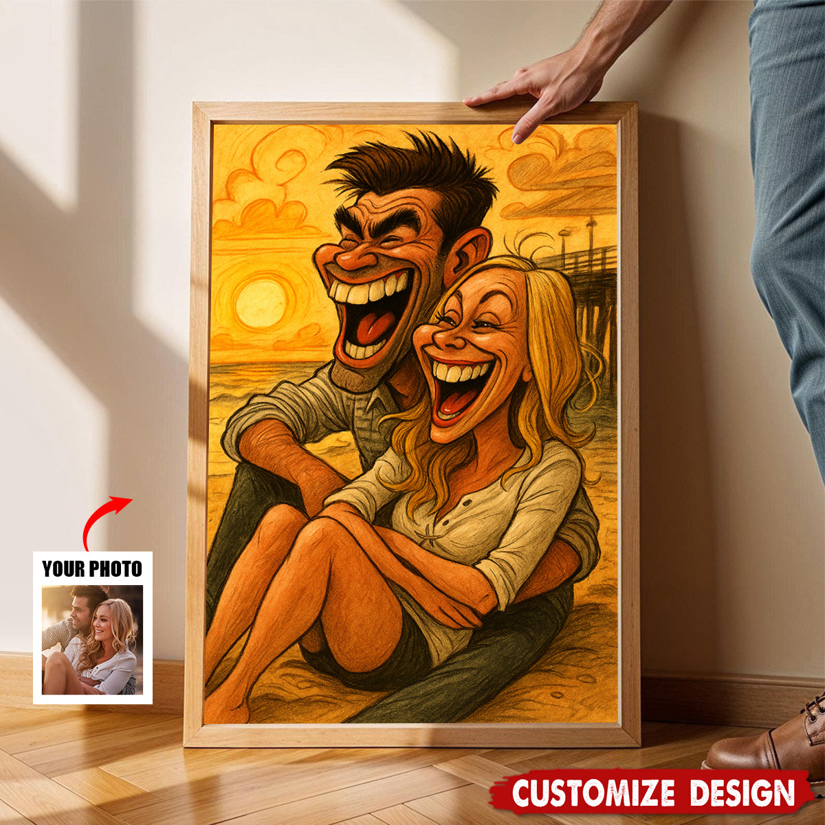 Custom Funny Caricature Poster– Transform Your Photo into Hilarious Art - Gift For Couple,Friend,Family