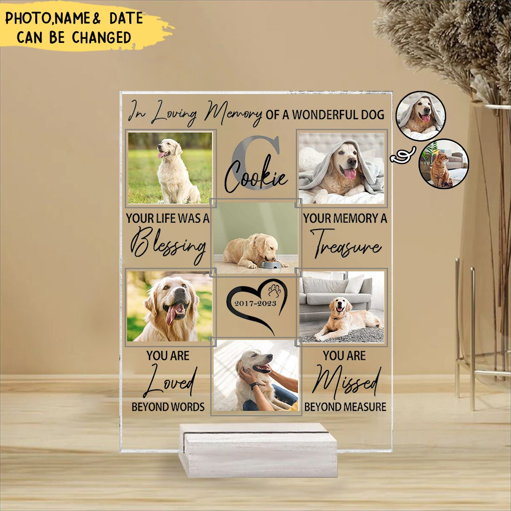 Custom Photo In Loving Memory Of A Wonderful Dog/Cat - Pet Memorial Gift, Sympathy Gift - Personalized Vertical Rectangle Acrylic Plaque