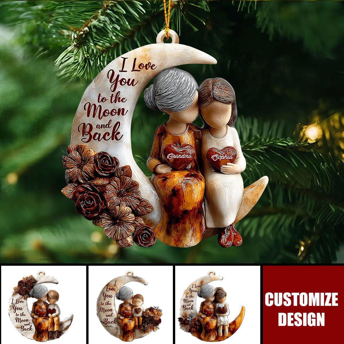 Love You To The Moon And Back - Personalized Grandma Ornament