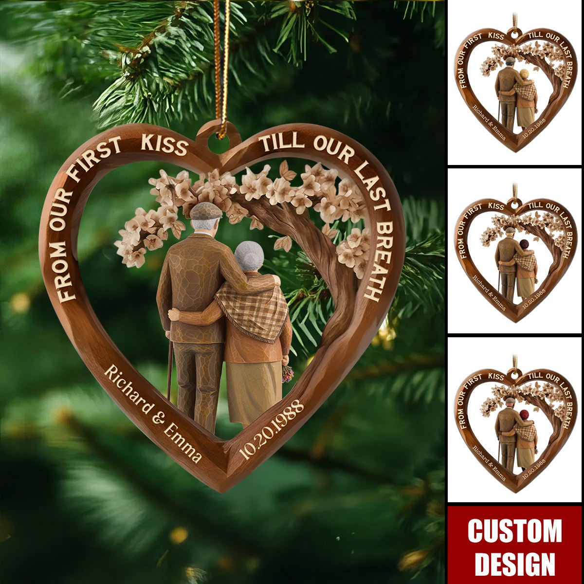 Personalized From Our First Kiss Till Our Last Breath Couple Acrylic Christmas Ornament - Gift for Couples
