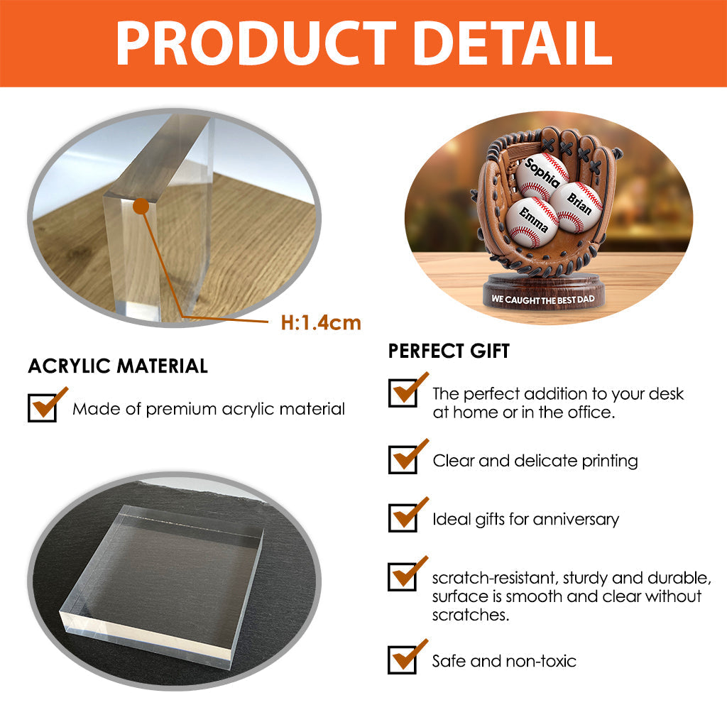 We Caught The Best Dad - Personalized Baseball Acrylic Plaque