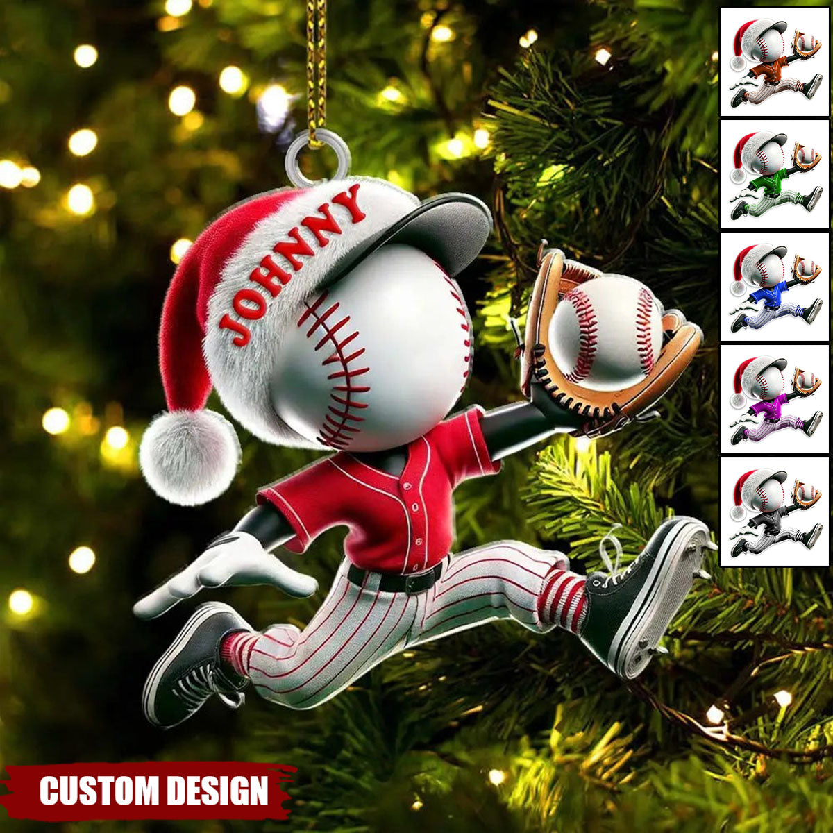 Custom Name Baseball Ornament, Christmas Gift for Baseball Lover
