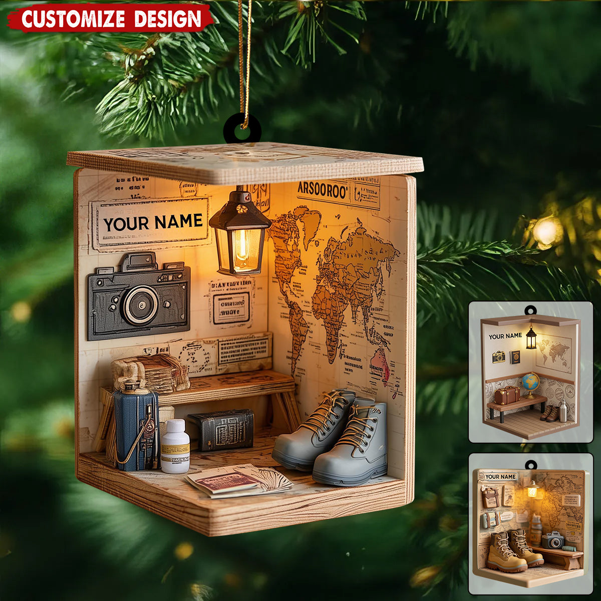 Personalized Travel Ornament - Gift For for Travelers