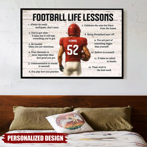 Personalized Football Life Lessons Poster-Gift For Son Teen Boy