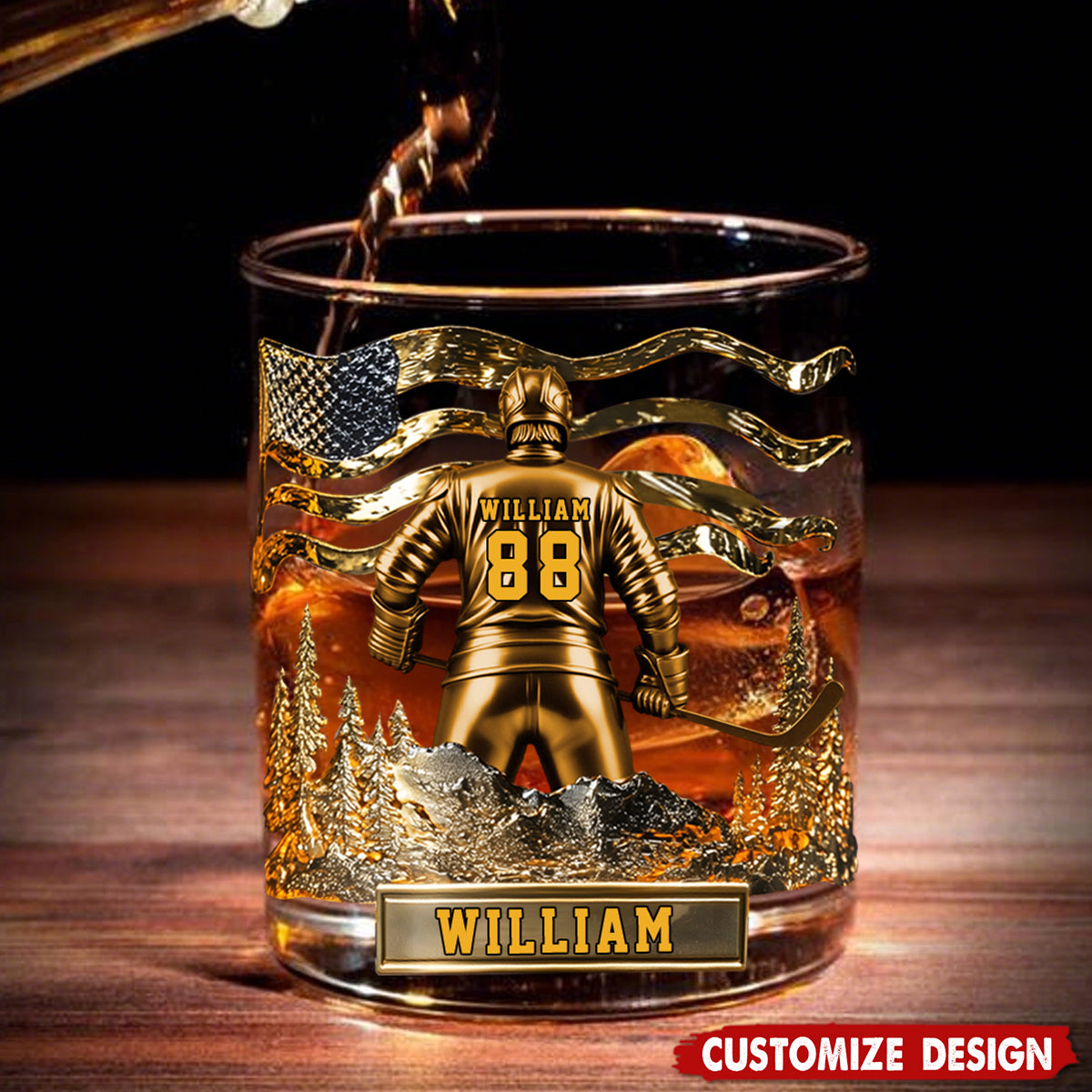 Personalized Hockey Whiskey Glass - Gifts For Hockey Lovers