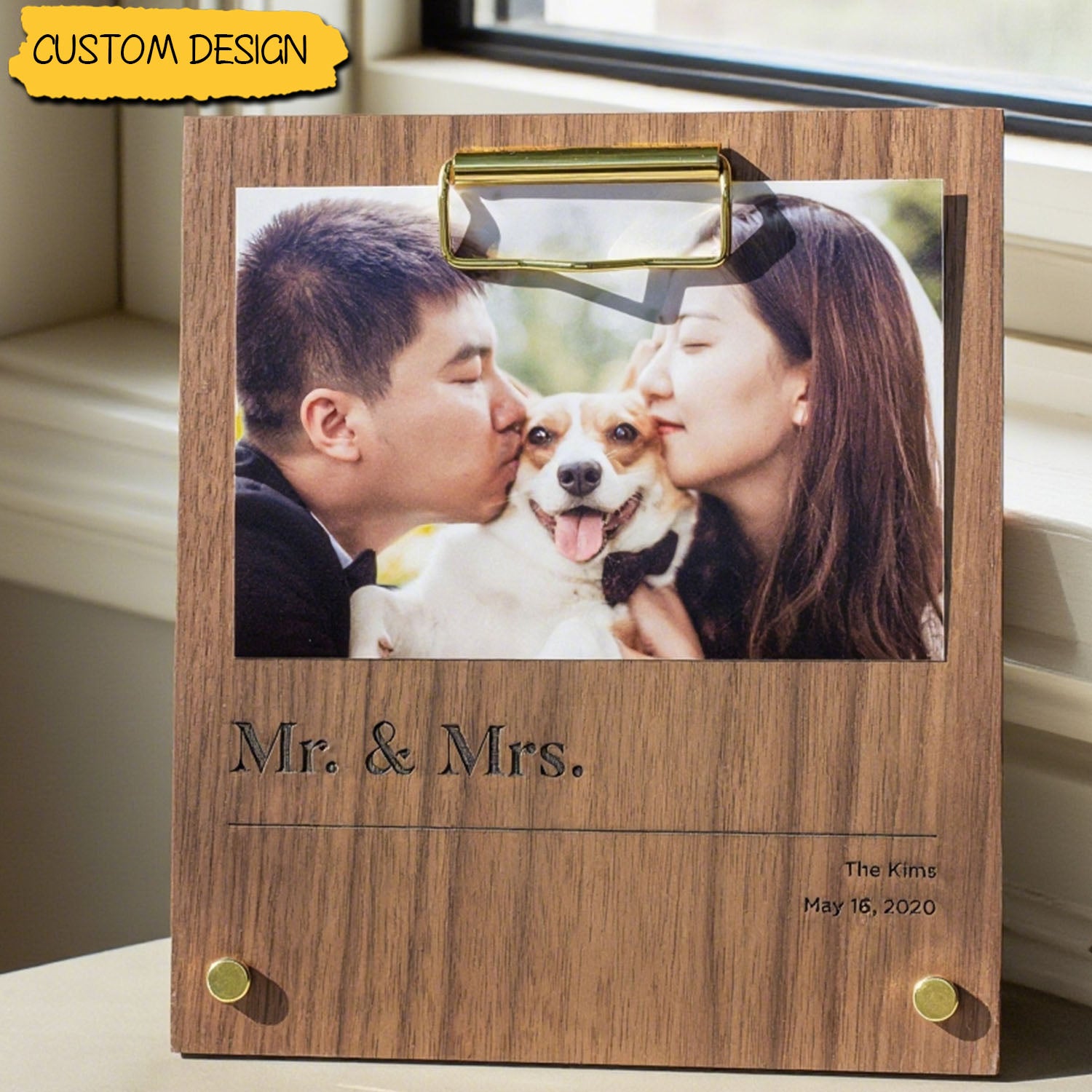 Classic Personalized Wood Picture Frame, Anniversary Gift