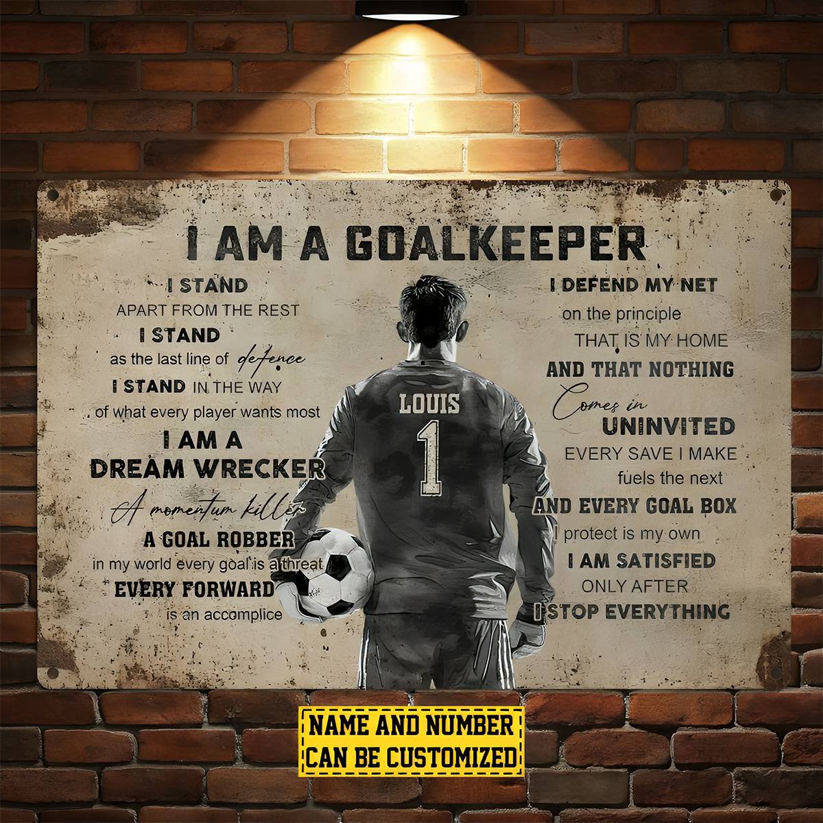 Vintage Personalized Soccer Metal Sign, I Am A Goalkeeper Sports Sign, Field Decor Gift For Soccer Lovers