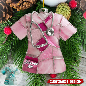 Sea Glass Nurse Scrub - Personalized Nurse Ornament