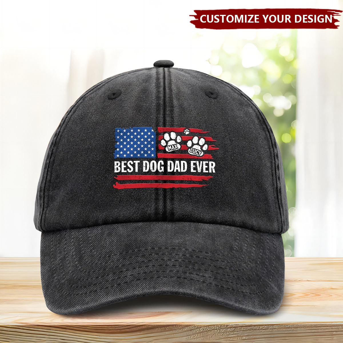 In Paws We Trust - Dog & Cat Personalized Custom Vintage Washed Denim Baseball Cap US - Gift For Dad, Pet Owners, Pet Lovers