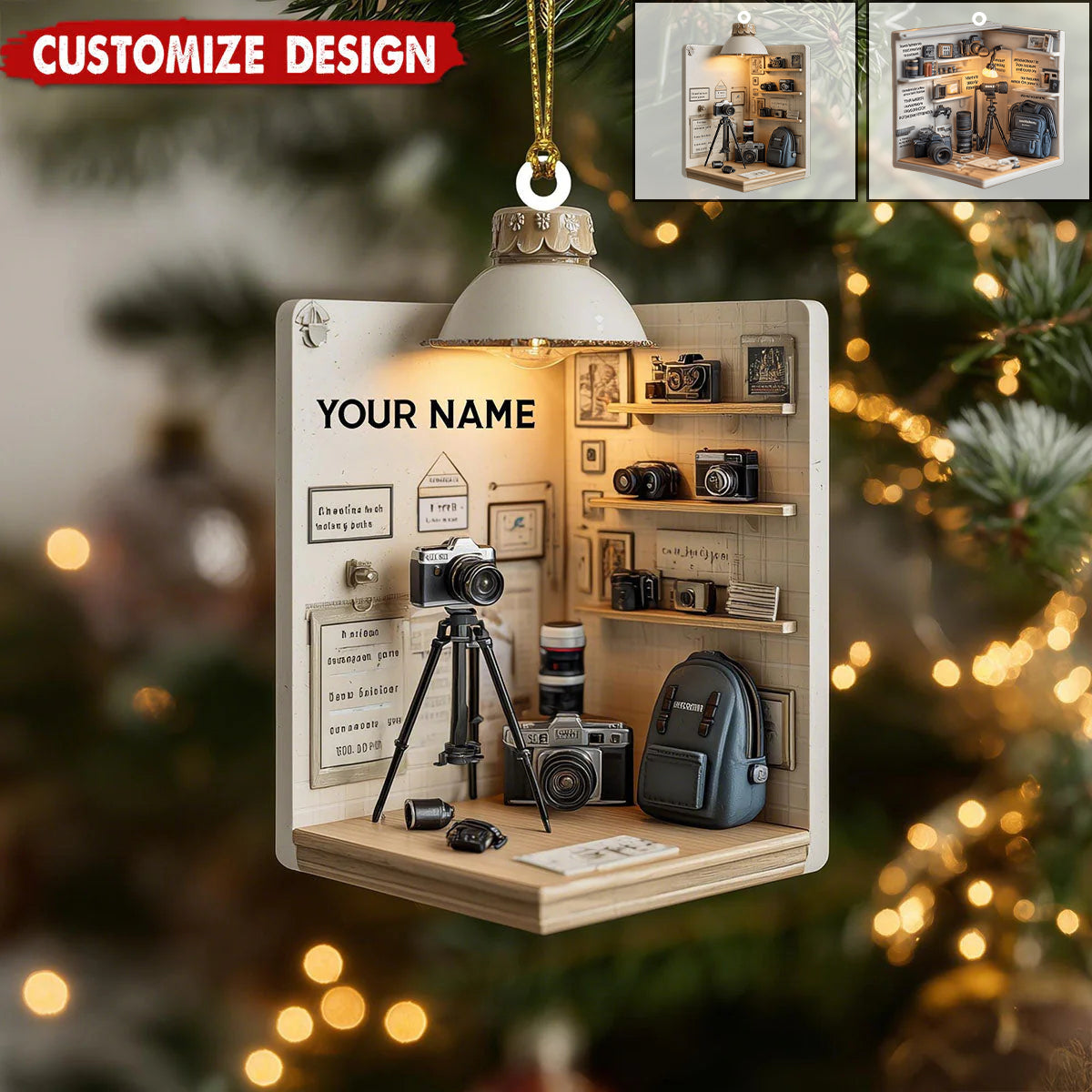 Personalized Camera Christmas Ornament, Gift For Photographer, Camera Photographer Flat Christmas Ornament, Photographer Ornament Xmas Decor