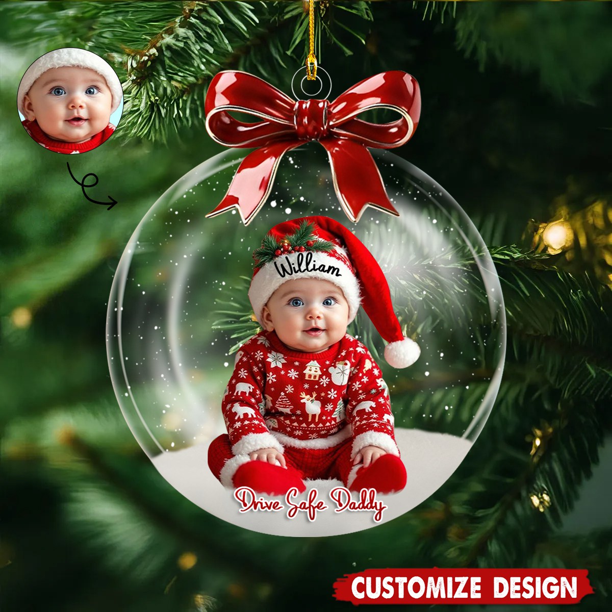 Personalized Photo Baby Christmas Ornament - Gift For Baby