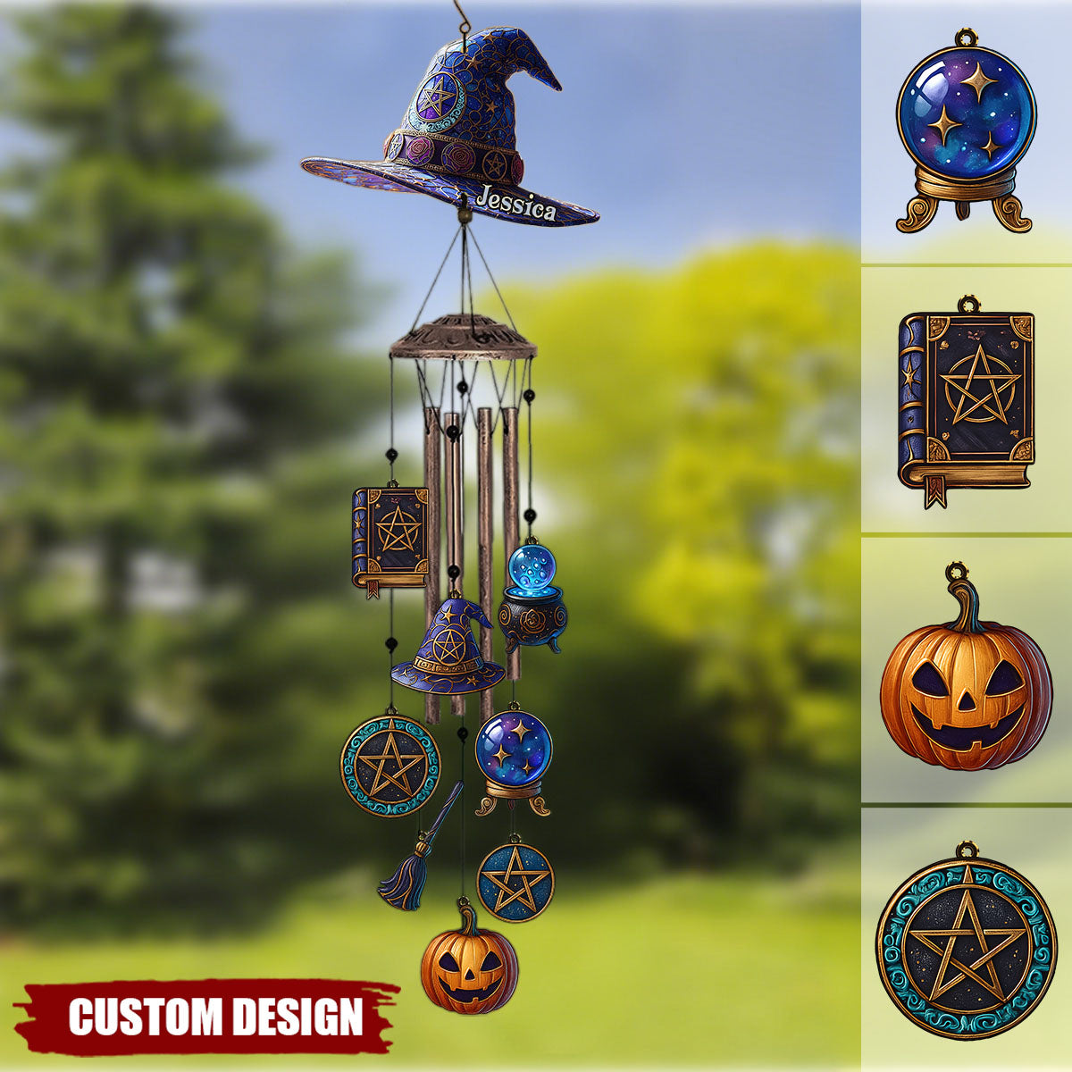 Witch Hat - Personalized Witch Wind Chime With Charms