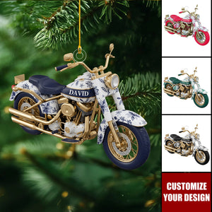 Motorcycle Toile de Jouy Christmas Ornament Personalized Gifts for Bikers