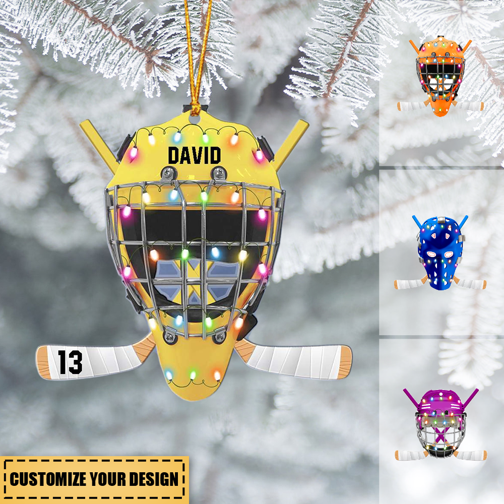 Ice Hockey Helmet, Personalized Ornament, Christmas Tree Decor