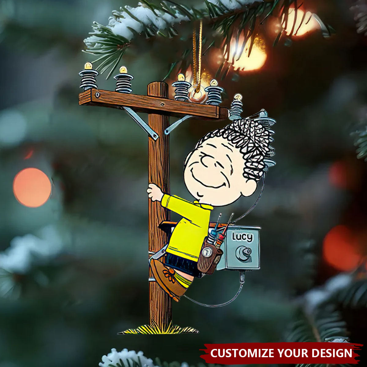 Personalized Lineman Christmas Acrylic Ornament - Gift For Lineman