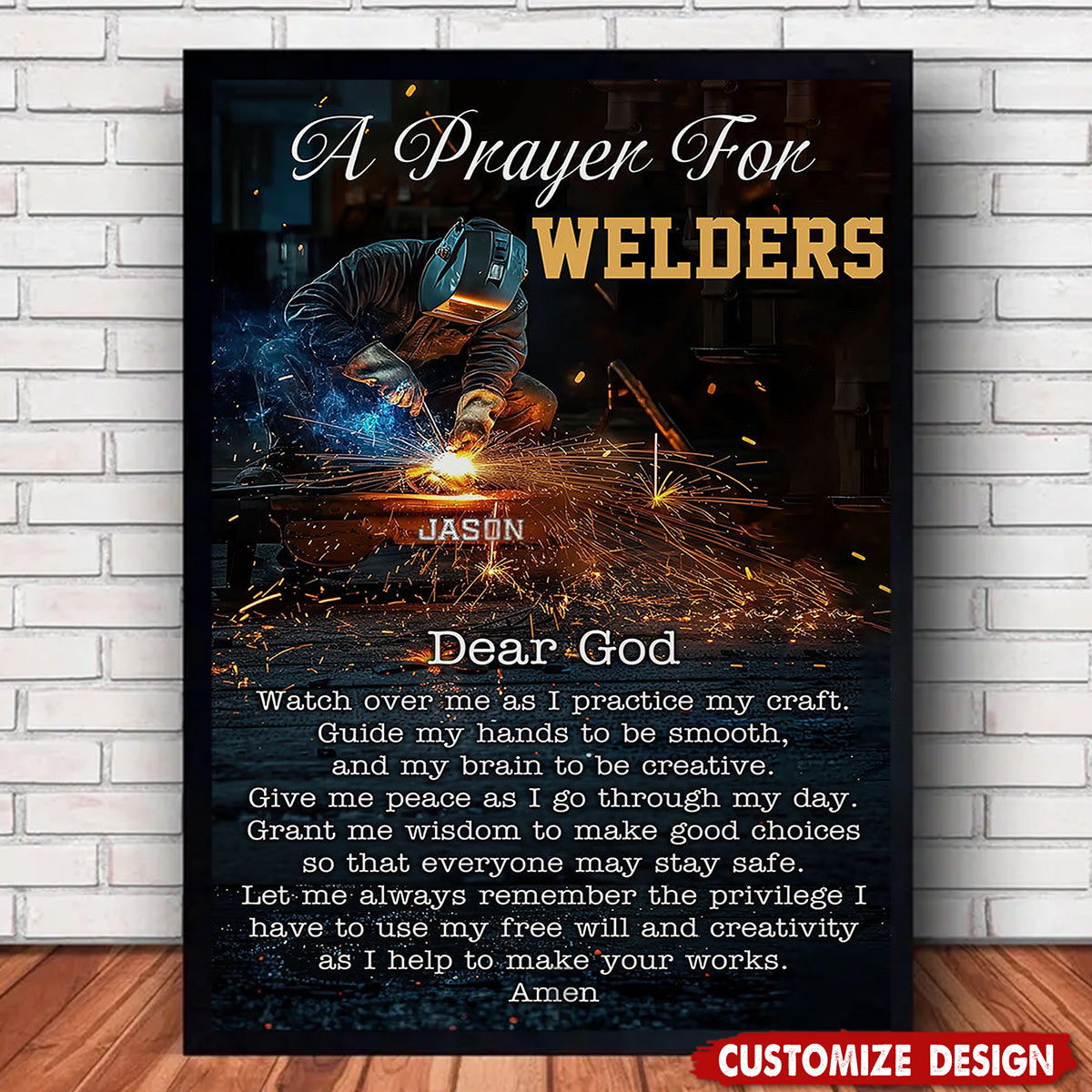 A Prayer For Welders - Personalized Welding Poster - Gift For Welder