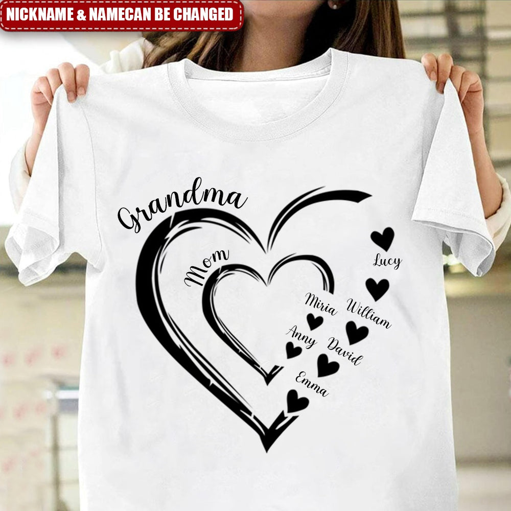 Personalized Mom Grandma And Grandkids Hearts Gift For Grandma Shirt