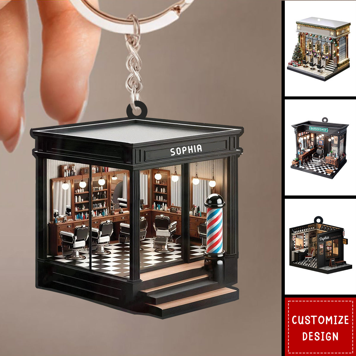 Personalized Barber Shop Keychain - Gift For Barber  - 2024 New Release