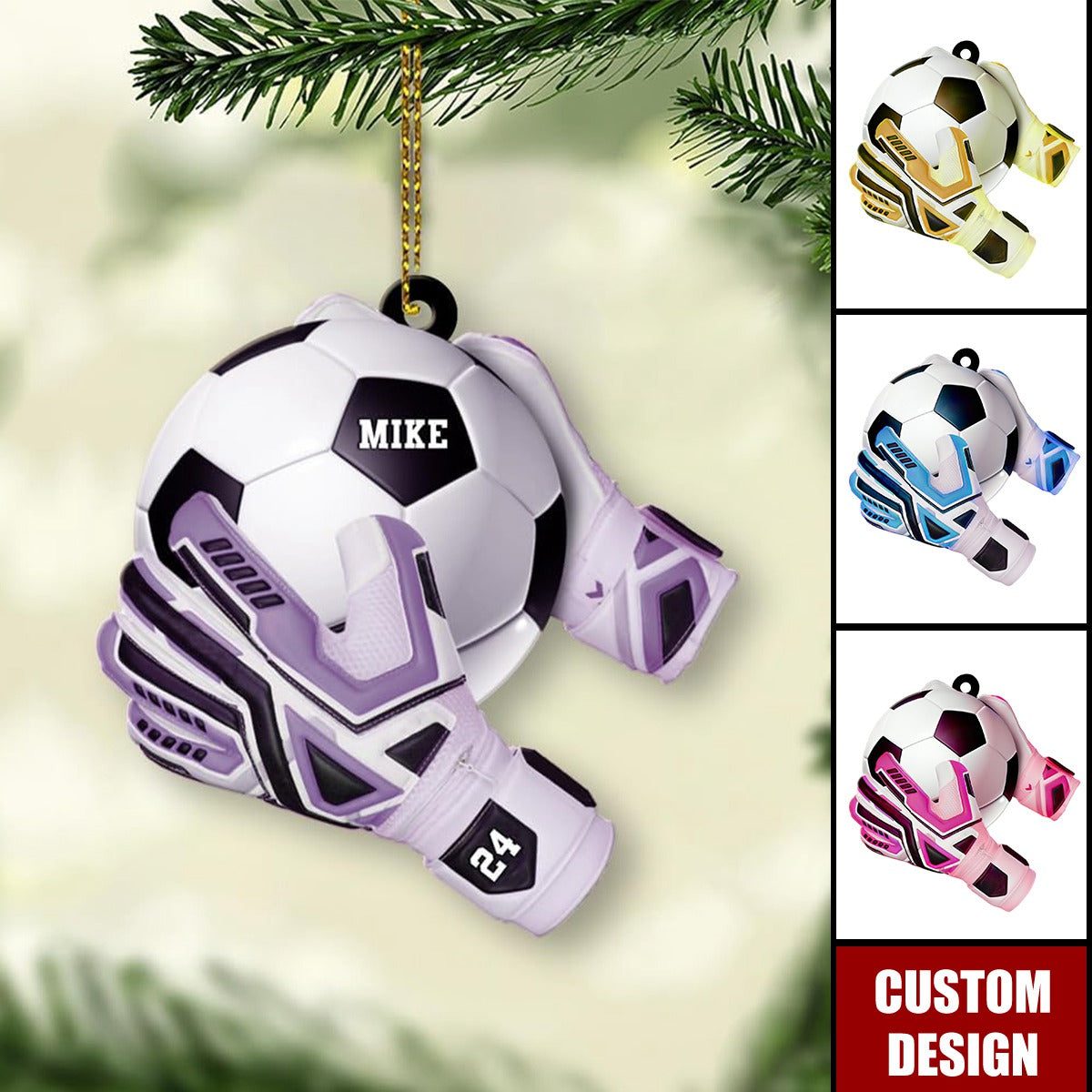 Personalized Soccer Gloves Christmas Ornament, Gift for Goal Keepers Custom Soccer Player Gift Idea Soccer Team Gifts Soccer Player Gifting Idea Soccer Ball