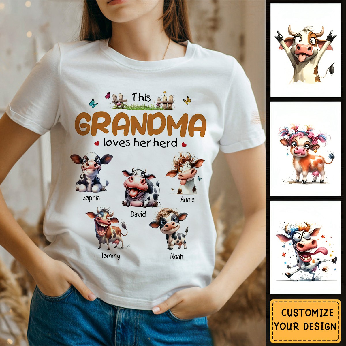 This Grandma Loves Her Herd - Personalized T Shirts - Gift for Mom/Grandma/Grandparent
