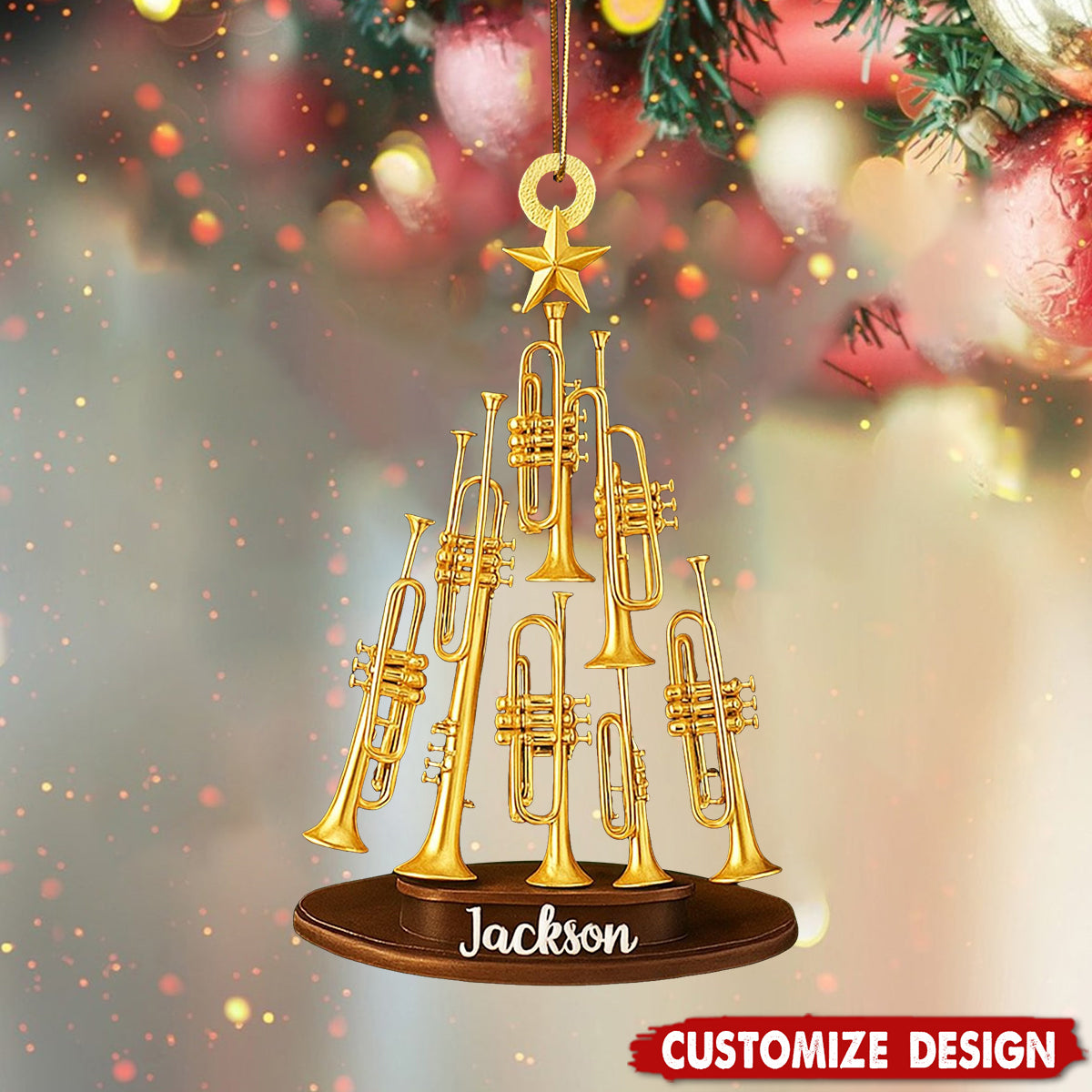 Personalized Instrument Trumpet Christmas Tree Ornament Acrylic, trumpet Ornament Gift For Musical, Trumpet Player Ornaments Gift