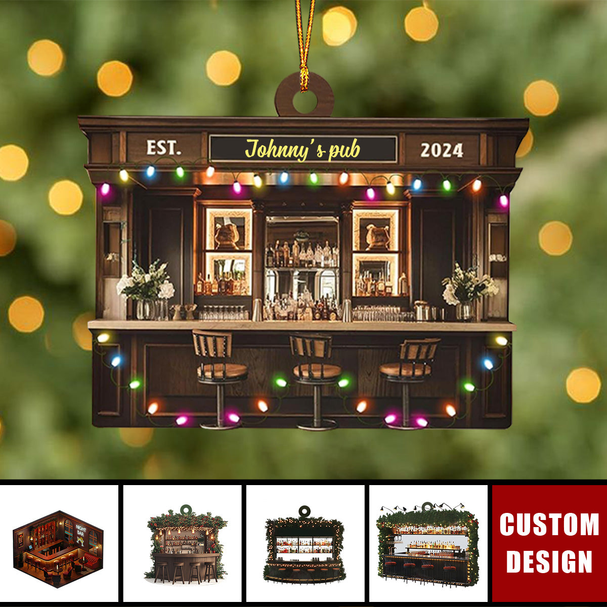 Personalized Bar Lounge Christmas Ornament Gift For Drinkers-2024 New Release