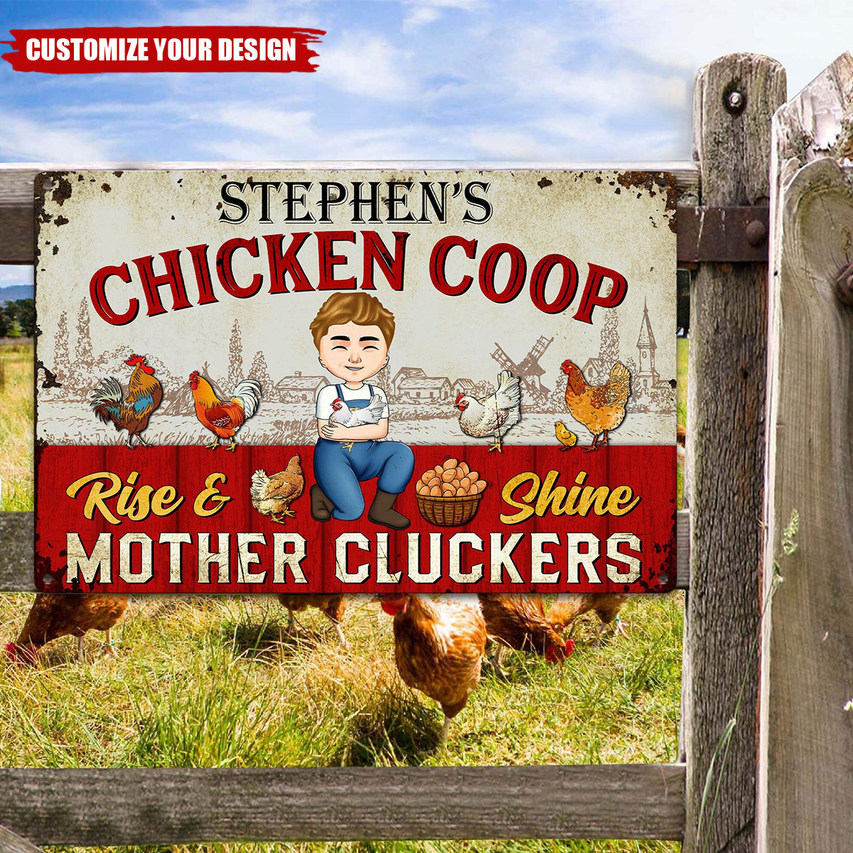 Rise And Shine Mother Cluckers - Personalized Metal Sign