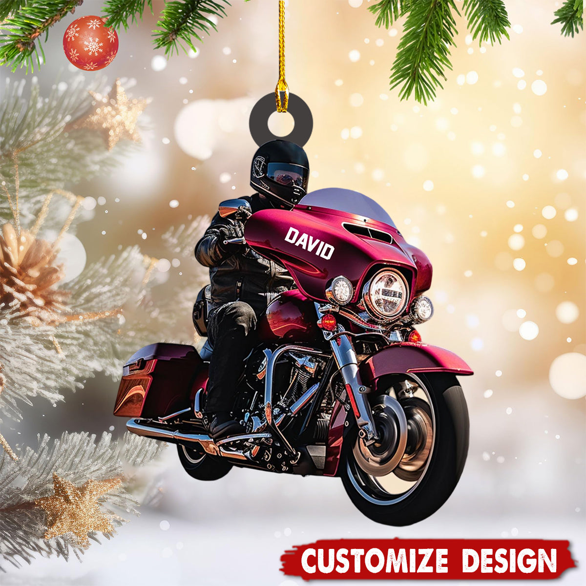 Custom Name Biker Street Glide Motorcycle Personalized Christmas Ornament