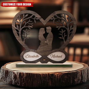 Personalized Romantic Couple Christmas Standing Wooden Plaque, Personalized Infinity Heart Love Sign