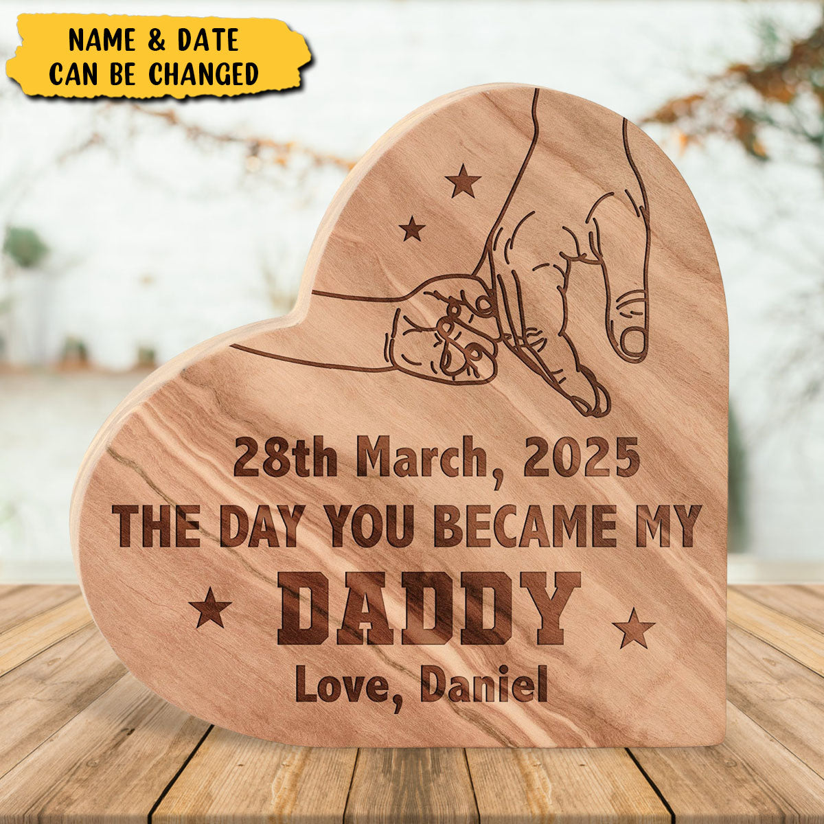 The Day You Became My Daddy - Personalized Engraved Wood Plaque, Father's Day Gift
