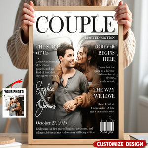 Personalized Love Story Couple Magazine Cover Canvas - Gift For Romantic Couple