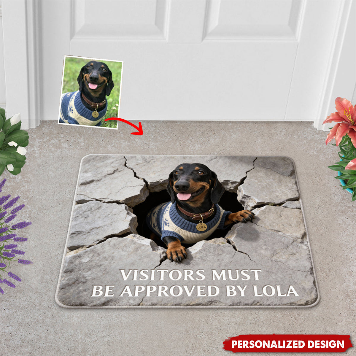 Visitors Must Be Approved-Personalized Dog Shaped Doormat/ Rug