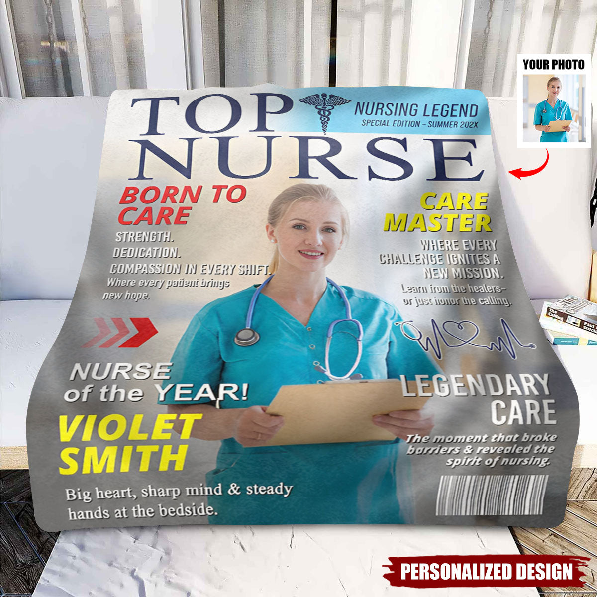 Personalized Top Nurse Magazine Cover Blanket-Gift for Nurse