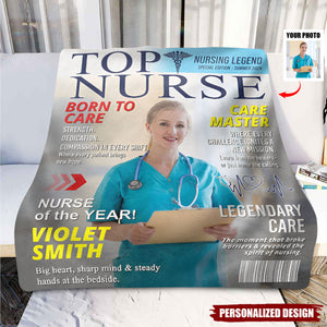 Personalized Top Nurse Magazine Cover Blanket-Gift for Nurse