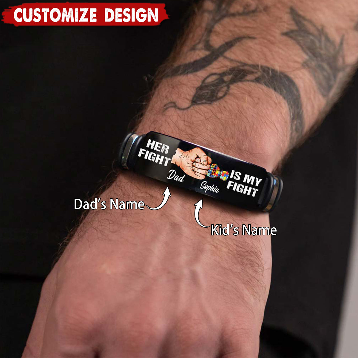 Personalized Autism Dad Bracelet-Gift For Autism Family,Father Day Gift
