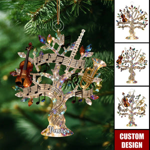 Personalized Crystal Music Tree Themed Ornament