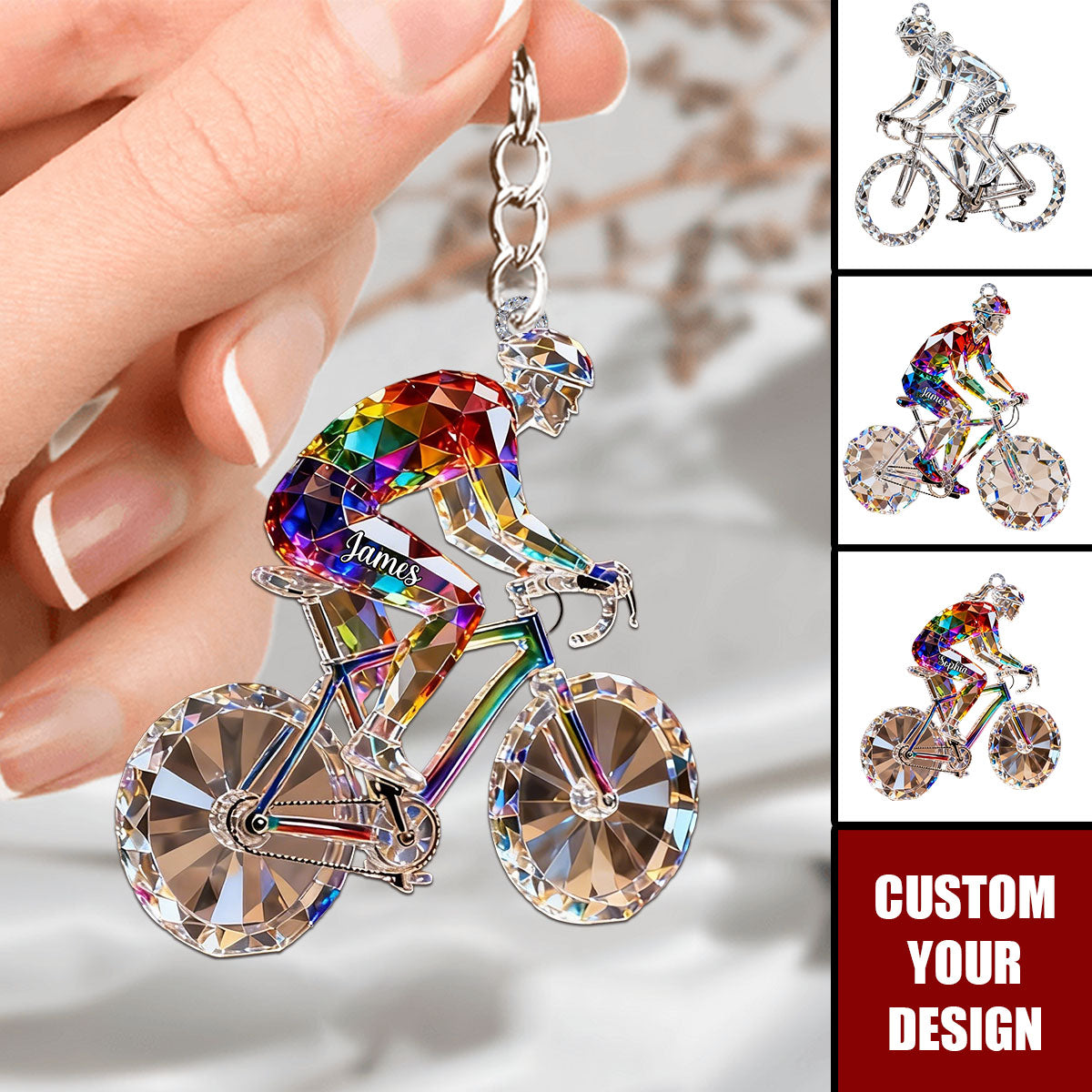 Personalized Bicycle Crystal Keychain - Gift for Cycling Enthusiast And Cyclist
