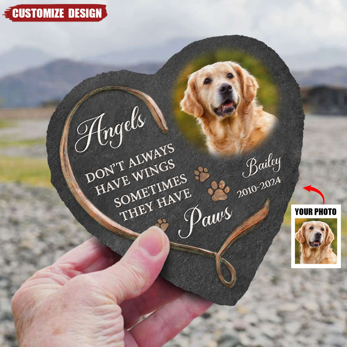 Personalized Pet Memorial Heart Stone For Loss Of Dog roadsir