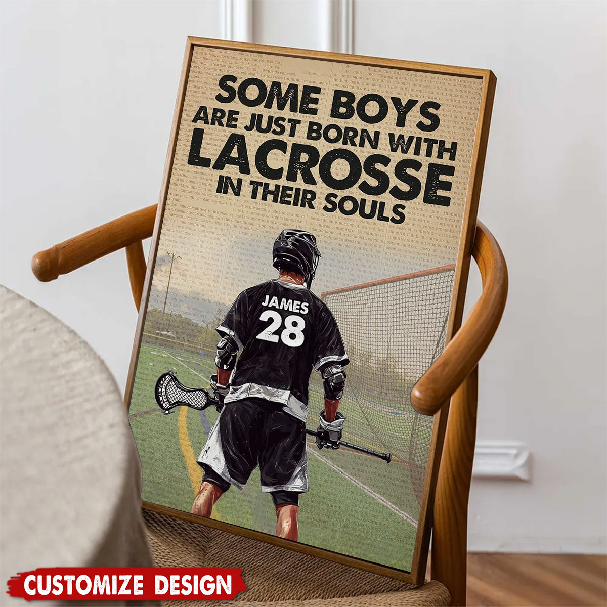 Some Boys Are Just Born With Lacrosse In Their Souls-Personalized Lacrosse Boy Poster