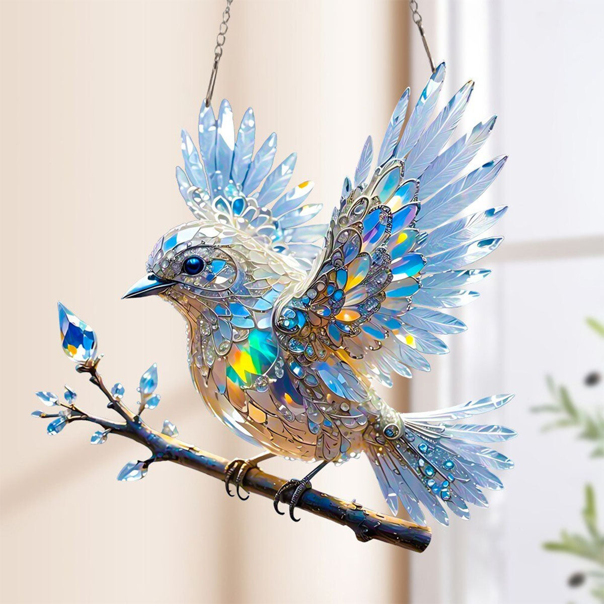 Crystal Sky Bluebird Window Hanging - Gift for Bird Lover