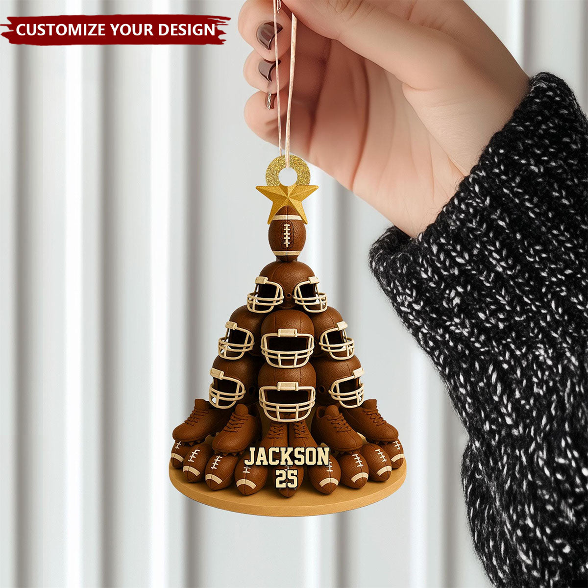 Personalized American Football Christmas Ornament, Unique Gift For Football Lovers