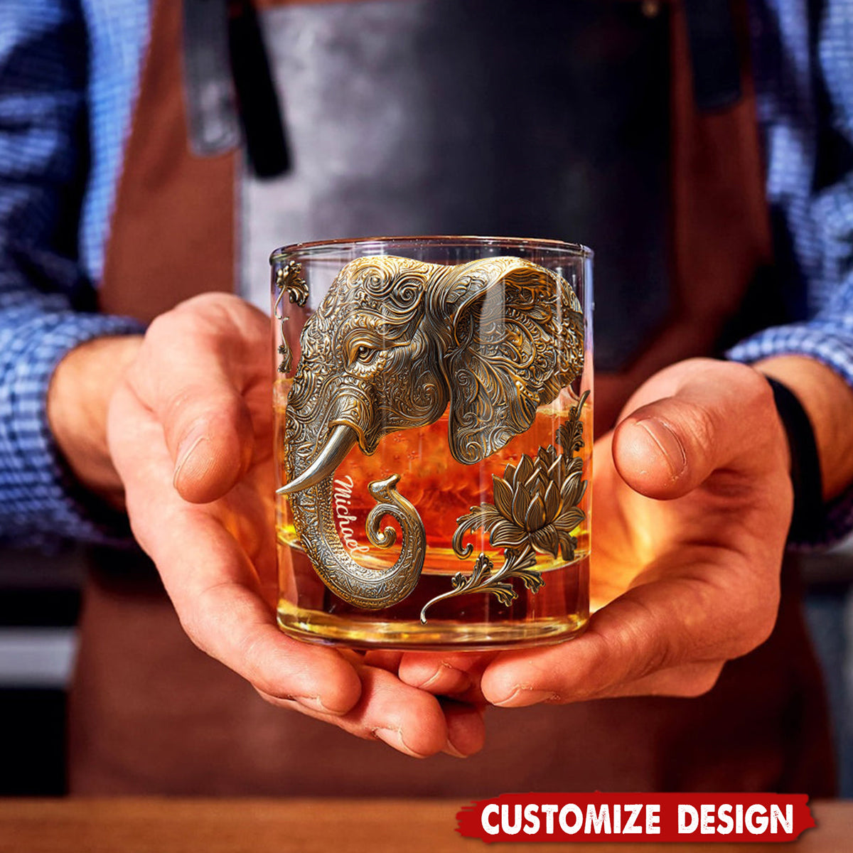 Beautiful Elephant - Personalized Elephant Whiskey Glass