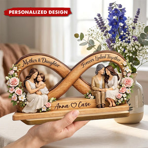 Mother & Daughter Forever Linked Together-Personalized Wooden Plaque-Mother Day's Gift For Mom, Gift For Daughter