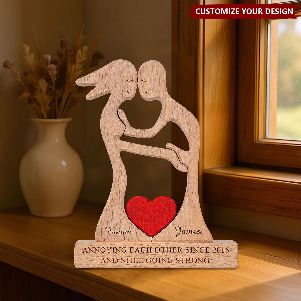 Couple Funny Puzzle Gift For Her Gift For Him - Personalized Wooden Family Puzzle
