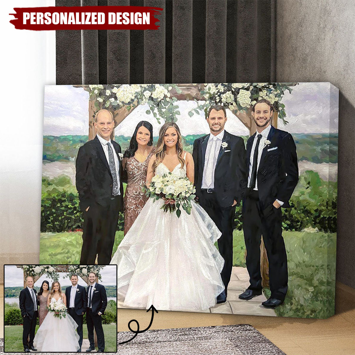 Personalized  Wedding Portrait On Canvas From Photo,Hand Painted Wedding Photo-WeddingGift