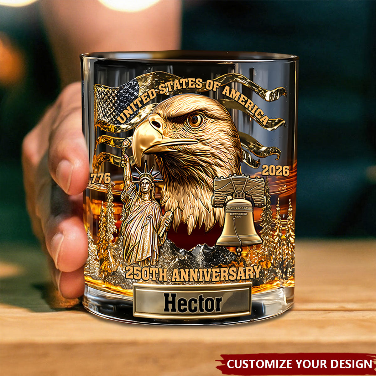 Eagle & Liberty - Personalized Bald Eagle Whiskey Glass