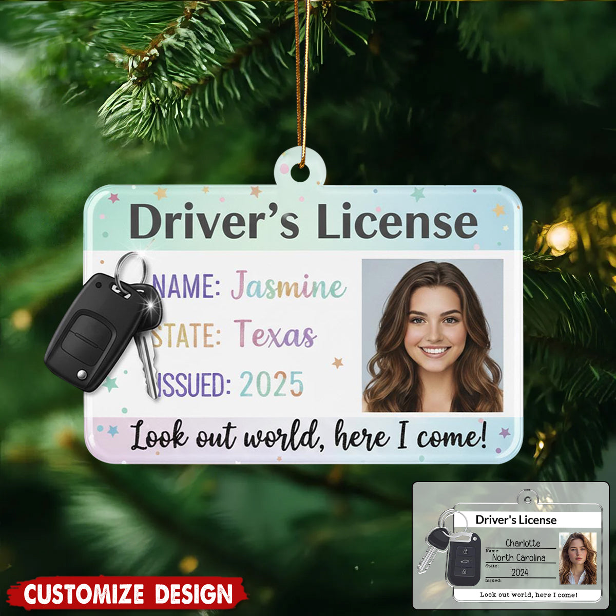 Personalized New Driver Ornament 2025, Drivers License Ornament, Gift for New Driver, Driving Ornament, Drivers Permit Christmas Ornament