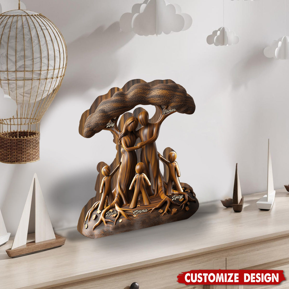 To Us You're The World - Personalized Family Shaped Plaque